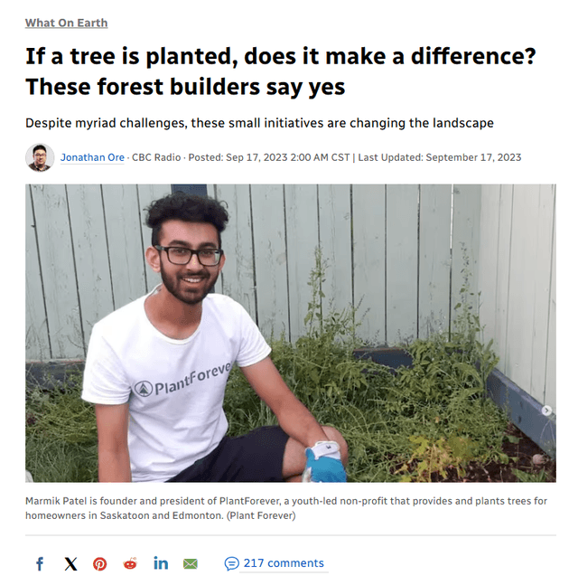 Marmik Patel PlantForever CBC Canada News Article